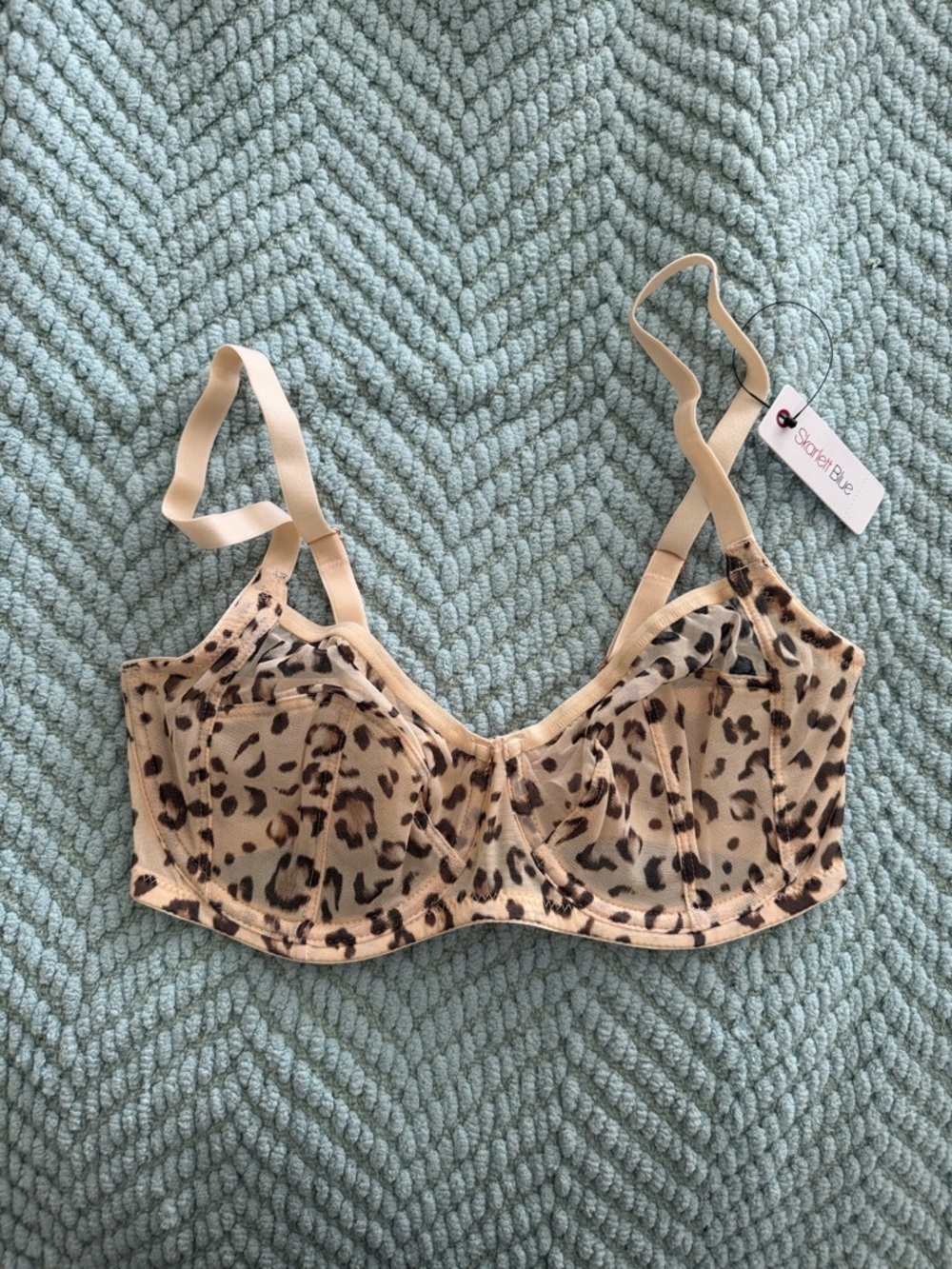Skarlett Blue Beige Leopard Print Underwire Bralette